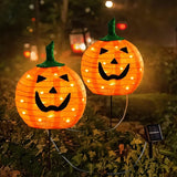 Solar Halloween Pumpkin LED Lights, Set of 2 Big Pumpkin Stake Lights 2 Modes for Outdoor Halloween Pathway Yard | Lumora