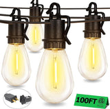 100FT Outdoor String Lights with 52 Shatterproof S14 Vintage Edison Bulbs E12 Sockets,2700K Dimmable Outdoor | Lumora