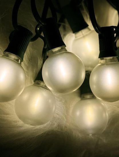 25Ft Christmas Outdoor String Lights, G40 Globe Lights with 27 0.6W Frosted Warm White Bulbs, Vintage Christmas Lights for Holiday Party Backyard Xmas Tree Wedding Garden Patio Porch Decor, Green Wire