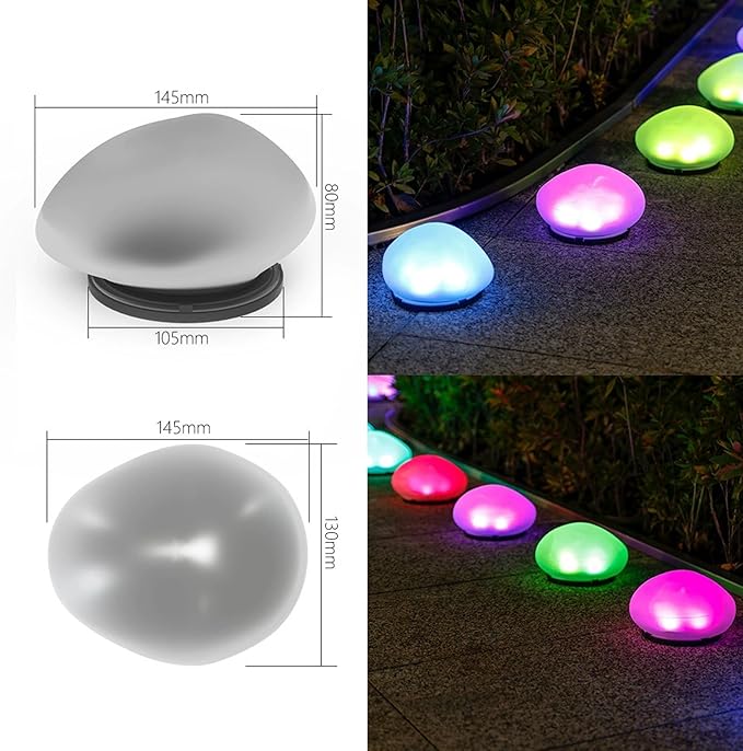 Solar Glass Garden Pebbles, Solar Rock Pathway LED Lights, Pebble Shape Rock Light Outdoor Waterproof Landscape Night Lights, for Garden Path, Stair, Lawn, Patio, Yard Party Decoration (White* 3)