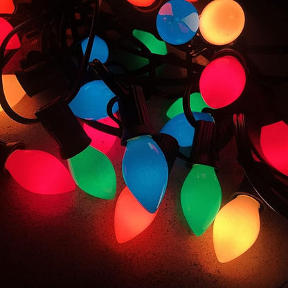 Christmas Lights Outdoor 25Ft C7 LED Vintage Christmas Lights 27 Shatterproof LED Multicolor Bulb Light(2 Spare), Outdoor Xmas Light for Patio Wedding Party Holiday Roofline Tree Decor