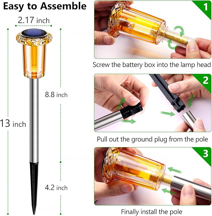 DenicMic Solar Lights Outdoor 10 Pack Waterproof Color LED Stainless Steel Stake Outside Lights for Yard Pathway | Lumora