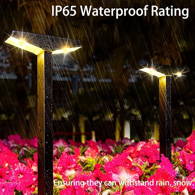 Anern Solar Pathway Lights Outdoor, 2 Pack Driveway Lights with Larger Solar Panel, Auto On/Off up to 10 Hrs Waterproof Outdoor Lights for Yard, Patio, Lawn (Warm White)