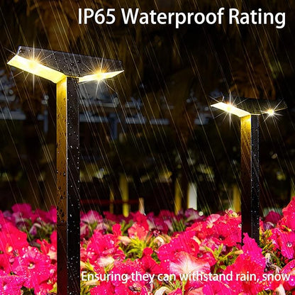 Anern Solar Pathway Lights Outdoor, 2 Pack Driveway Lights with Larger Solar Panel, Auto On/Off up to 10 Hrs Waterproof Outdoor Lights for Yard, Patio, Lawn (Warm White)