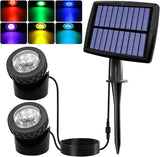 AVEKI Solar Pond Spotlights, 12 LED Solar Underwater Lights with Dual Head Waterproof Submarine Landscape Spotlight | Lumora