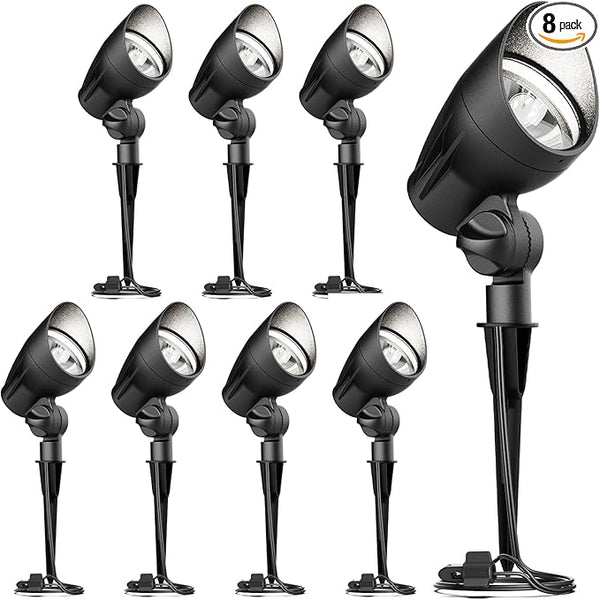 GOODSMANN Low Voltage Spotlights 12V AC Black Landscape Lighting Kit 8PK 5W LED 6500K Spot Lights Outdoor Hardwired | Lumora