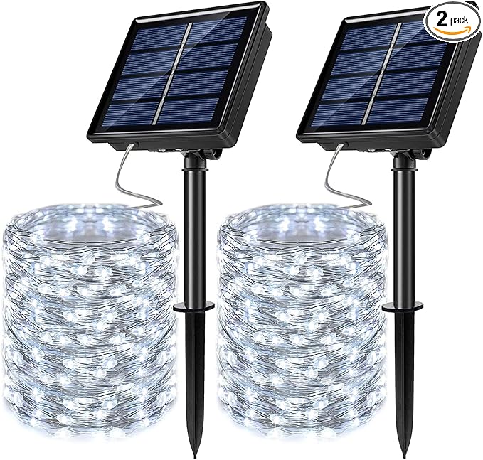2 Pack Solar Powered Fairy String Lights Outdoor Waterproof 8 Modes Twinkle Christmas Decorations Lights, Each | Lumora
