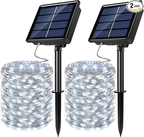 2 Pack Solar Powered Fairy String Lights Outdoor Waterproof 8 Modes Twinkle Christmas Decorations Lights, Each | Lumora