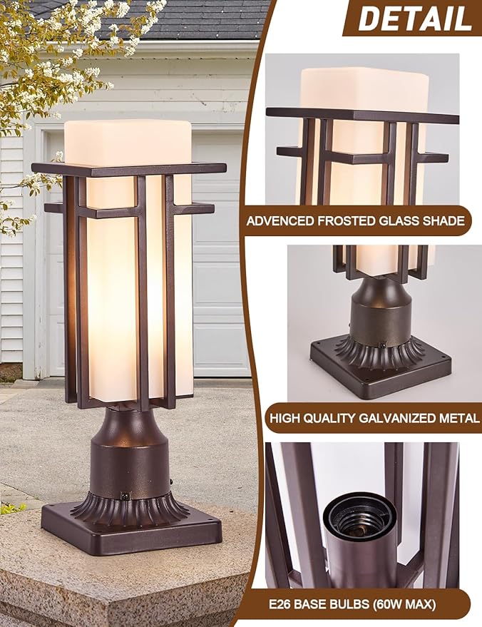 Oil Rubbed Bronze Outdoor Post Lights,Waterproof Pole Mount Light Fixture with Pier Mount Adapter(with 3-Inch Pier | Lumora