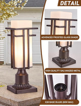 Oil Rubbed Bronze Outdoor Post Lights,Waterproof Pole Mount Light Fixture with Pier Mount Adapter(with 3-Inch Pier | Lumora