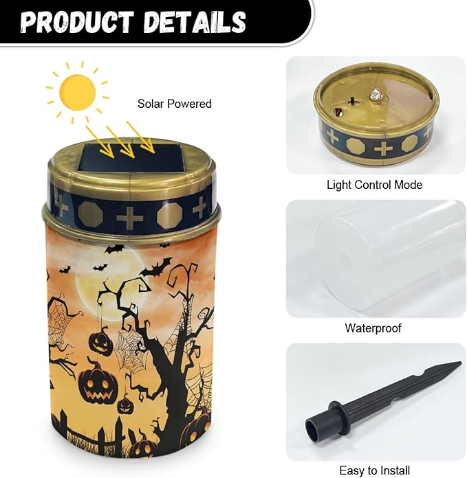 Halloween Pumpkin Solar Garden Lights Waterproof Solar Pathway Lights Outdoor Solar Lantern Halloween Decor Stake | Lumora