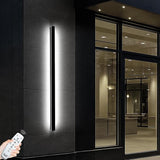 Modern Outdoor Wall Lights, 3CCT Dimmable Black Outdoor Wall Sconce with Remote Control, 70.87in Waterproof Linear | Lumora