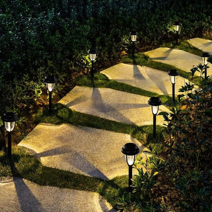 Solar Pathway Lights Outdoor Garden Warm White Led 8 Pack Black Led