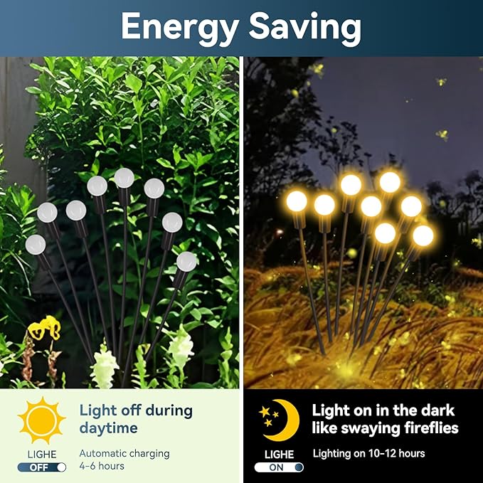 Solar Garden Lights Outdoor Waterproof, 4 Pack 32 LED Swaying Firefly Lights Outdoor Decor Light for Pathway Party | Lumora
