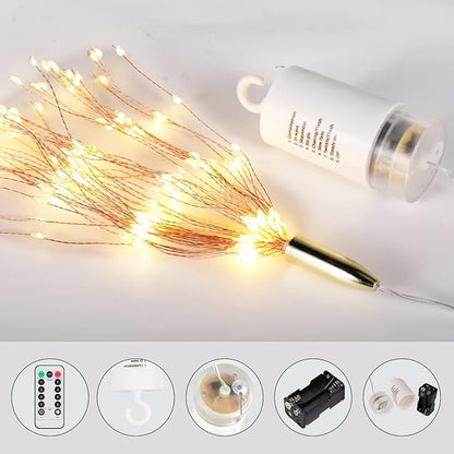 FOOING 8 Pack Firework Lights Led Copper Wire Star String Lights 8 Modes Battery Operated Fairy Lights with Remote,Wedding Decorative Hanging Light for Party Patio Garden Decoration