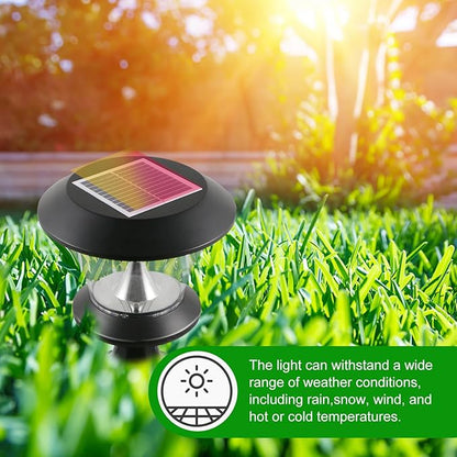 Luxshiny Solar Lawn Light LED Garden Pathway Light Waterproof Solar Energy Landscape Lighting for Outdoor Yard Patio Round Pole Design