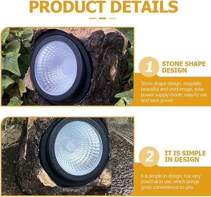 Solar Pathway Lights Outdoor Waterproof Solar Garden Lights Yard Decor Resin Stump Shape for Patio and Lawn