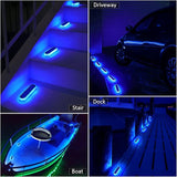 YiLaie Blue Solar Dock Deck Lights Solar Powered Outdoor Waterproof, Stick on Lights for Step Stairs Driveway (4 | Lumora