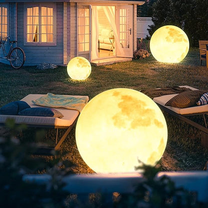 Wiring Powered Globe Shape Outdoor Light,Waterproof Moon Lamp with Resin Lampbody,Unique Outdoor Lighting for Staircase Swimming Pool and Yard(19.68" D)