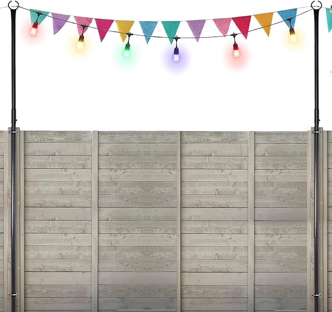 2 Pack 9 FT Heavy Duty String Light Poles,for Fence,Wood Deck Railing | Lumora
