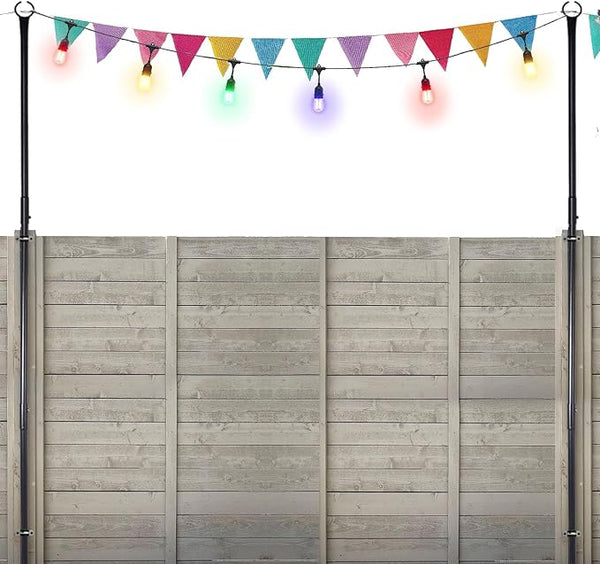 2 Pack 9 FT Heavy Duty String Light Poles,for Fence,Wood Deck Railing | Lumora