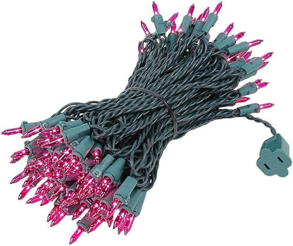 Novelty Lights 50 Feet 100 Bulbs Traditional Incandescent Mini Lights, Purple on Green Wire with 6" Spacing, Commercial Grade and UL Listed for Indoor/Outdoor Use, End-to-End Connectable