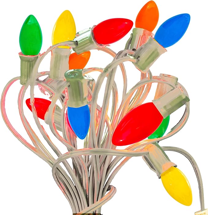 EST. LEE DISPLAY L D 1902 Indoor ＆ Outdoor String Light C7 Ceramic Christmas Steady Replacement Bulbs, Solid | Lumora