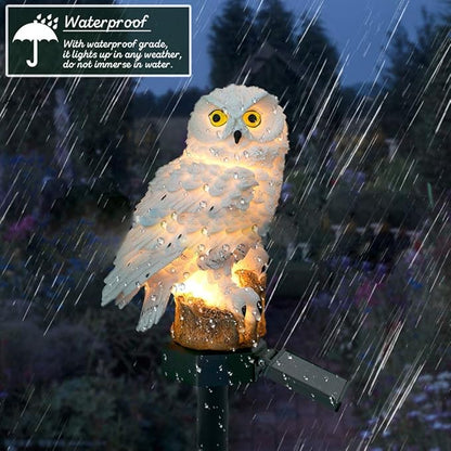 Garden Solar Lights,Owl Shape Waterproof LED Outdoor Lights,Garden Ornaments for Lawn,Pathway,Yard,Driveway,Step and Walkway,Wedding,Party and Patio Decorations(White