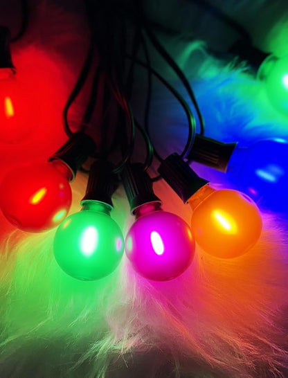 25Ft LED Christmas Outdoor String Lights, G40 Globe Lights with 27 0.6W Multicolor Bulbs, Vintage Christmas Lights for Holiday Party Backyard Wedding Garden Patio Porch Decor, Green Wire