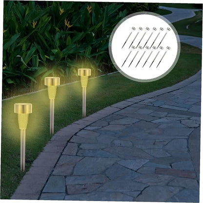 BESPORTBLE 12pcs Solar Powered Outdoor Pathway Lights Stainless Steel Warm Landscape Lighting Kit for Garden Patio Walkway