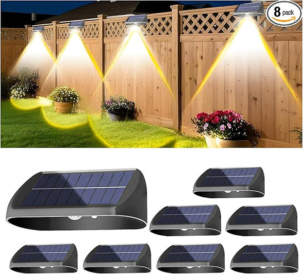 EGOBOO Solar Fence Lights 8 Pack, Backyard Solar Lights Outdoor Waterproof, Dusk to Dawn Auto Lighting Mounted for | Lumora