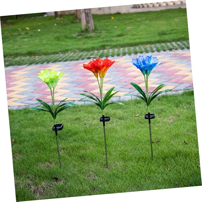 Fork Led Solar Lily Shape Garden Stake Lights Landscape Lamp for Pathway Solar Garden Decor Night Scene Lighting