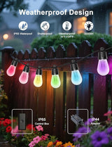 150ft String Lights for Outside, Smart RGB IC Warm White Patio Lights Outdoor Waterproof with Remote & App Control | Lumora