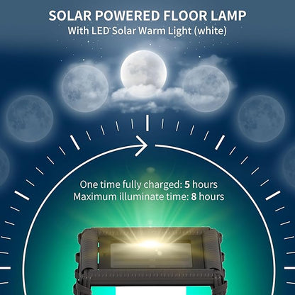 Outsunny Solar Floor Lamp, Outdoor Rattan Garden Lantern Pathway Light & Decorative Driveway Lighting with Auto On/Off LED Lights for Porch, Yard, Lawn, Courtyard, Deck, Gray