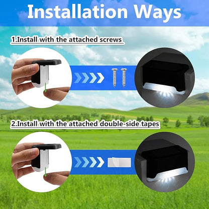 XhuangTech Solar Fence Lights Outdoor Garden, 12 Pack Solar Step Lights, Waterproof Deck Lighting for Stairs, Steps, Yard, Patio, Pathway, Gutter, Wall Decoration Ambient Light (Cold White Light)