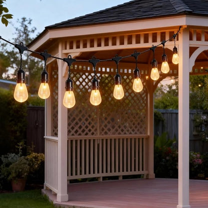 Vigdur 11FT Solar String Lights Outdoor Waterproof with 15 Plastic Bulbs Shatterproof & Auto ON/Off, Solar Powered Patio Lights for Camping Backyard Garden Porch Decor