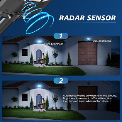 Sunwish Solar Lights Outdoor Waterproof 5000W, 6500K LED Solar Street Light with Motion Sensor & Dusk to Dawn, Security Flood Lights Outdoor with Remote Control for Parking Lots, Yard, Garage
