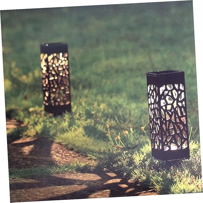 8 Pcs Solar Pathway Lights Outdoor Hollow Ground Design Lawn Lamps with White LED Easy Install Solar Lawn Lighting for Garden Driveway Auto Off Light Sensor