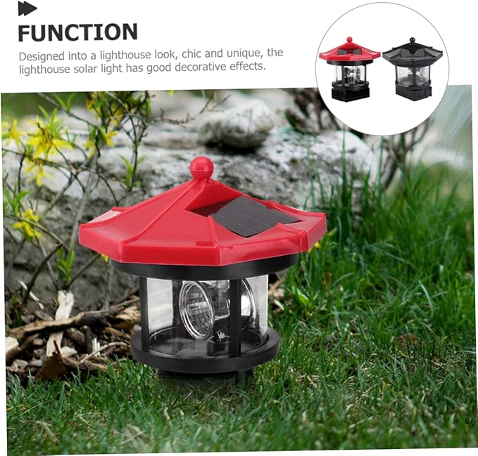 Solar Lighthouse Rotating Lamp Led Solar Powered Outdoor Garden Light for Decorative Lighting