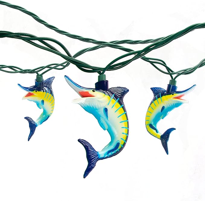Rivers Edge Products Marlin LED String Lights, 10-Bulb Decorative Fairy Lights with 2 Extra Bulbs, 10FT Hanging Lights for Bedroom, Patio, or Deck, Indoor or Outdoor Home Decor