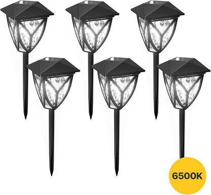 Ensenior 6-Pack Solar Lights Outdoor, 6500K LED Solar Garden Lights for Pathway, Yard, Patio, Walkway, Planter, Waterproof, Energy-Efficient Landscape Lighting