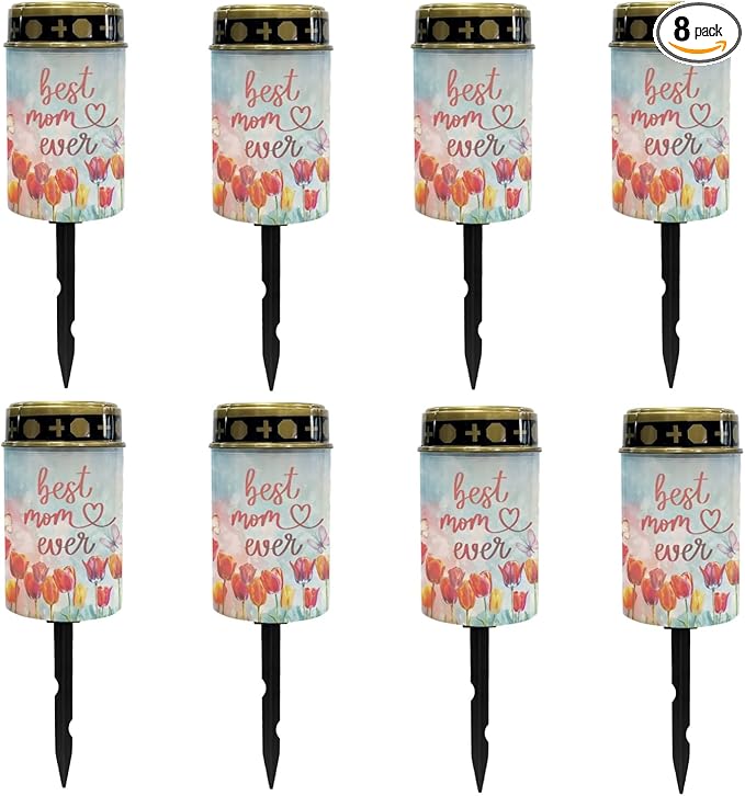 Best Mom Even Cemetery Lights for Grave,Solar Outdoor Lights Garden Lights Solar Stake Lights Waterproof Pathway Light Lantern Solar Walkway Lights Outdoor Landscape Lighting Spotlight
