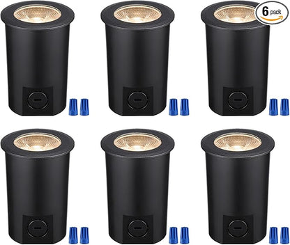 LEONLITE 3W 5CCT Well Lights Landscape LED In Ground, 12-24V AC/DC Low Voltage, CRI90 IP67 Inground Well Lights Outdoor, Black Aluminum Housing, Embedded Parts Included, Pack of 6