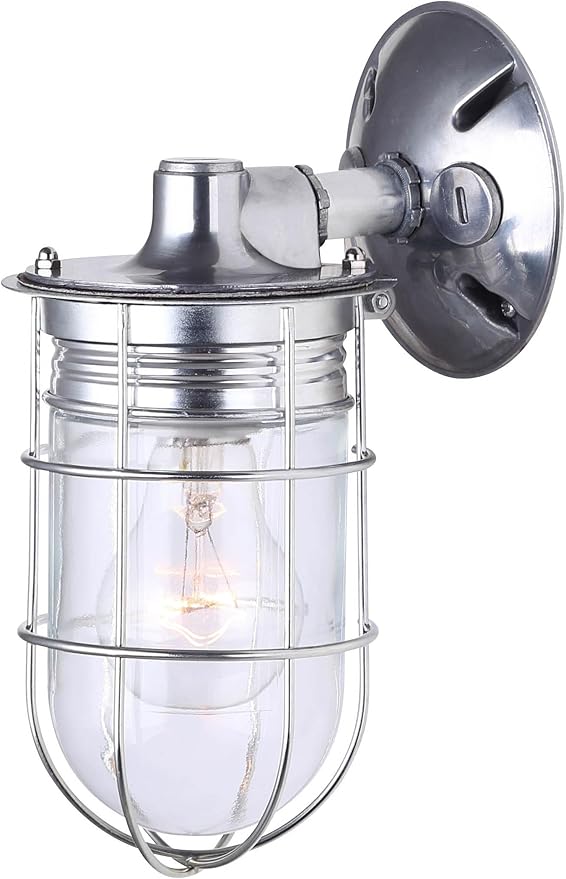 CANARM LTD. IOL337AL Weather 1 Light, Indoor/Outdoor, Ceiling/Wall Mount, All Metal with Cage, Aluminum Finish