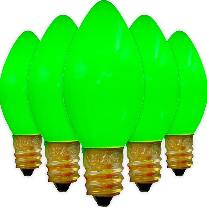 EST. LEE DISPLAY L D 1902 Indoor ＆ Outdoor String Light C7 Ceramic Christmas Steady Replacement Bulbs (Solid Green) | Lumora
