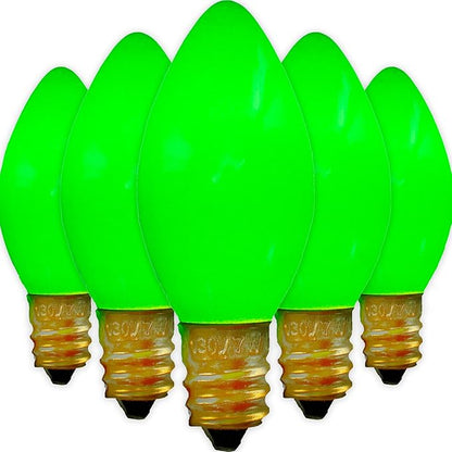 EST. LEE DISPLAY L D 1902 Indoor ＆ Outdoor String Light C9 Ceramic Christmas Steady Replacement Bulbs E17 Socket C-9 Candelabra Style Box of 25 (Solid Green)
