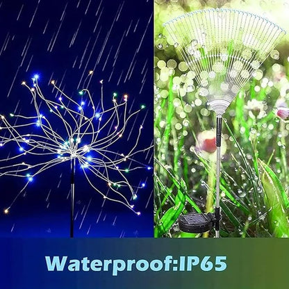 XIHAMA Solar Garden Lights 2 Pack Firework Lights Outdoor Waterproof, 200 LEDs with 8 Lighting Modes for Yard Pathway Patio Party Wedding Decorative (White)