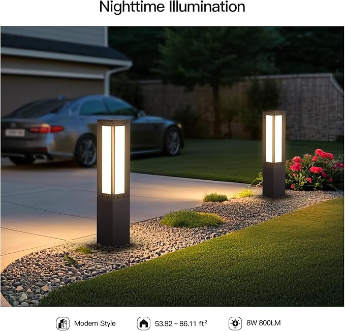 Landscape Path Light Hard Wired, 31.5" Outdoor Pathway Lights AC100-240V, Waterproof Bollard Driveway Lamp, Modern | Lumora