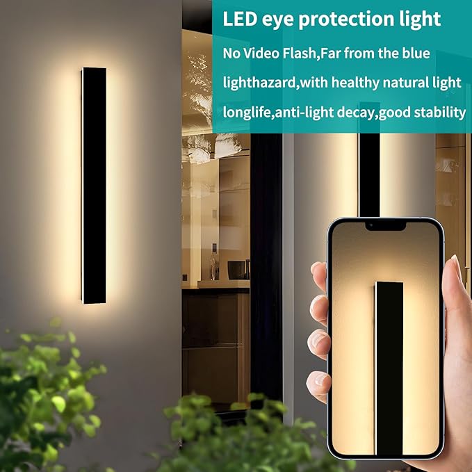 Mikeru 31.4inch Outdoor Wall Light Fixtures, 3000k/4500k/6000k Three Colors Switchable Exterior Wall Sconces | Lumora