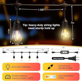 100FT LED Outdoor String Lights with 60+4 Waterproof Bulbs(1.5FT Bulbs Spacing), Remote & Dimmer, Commercial Grade | Lumora